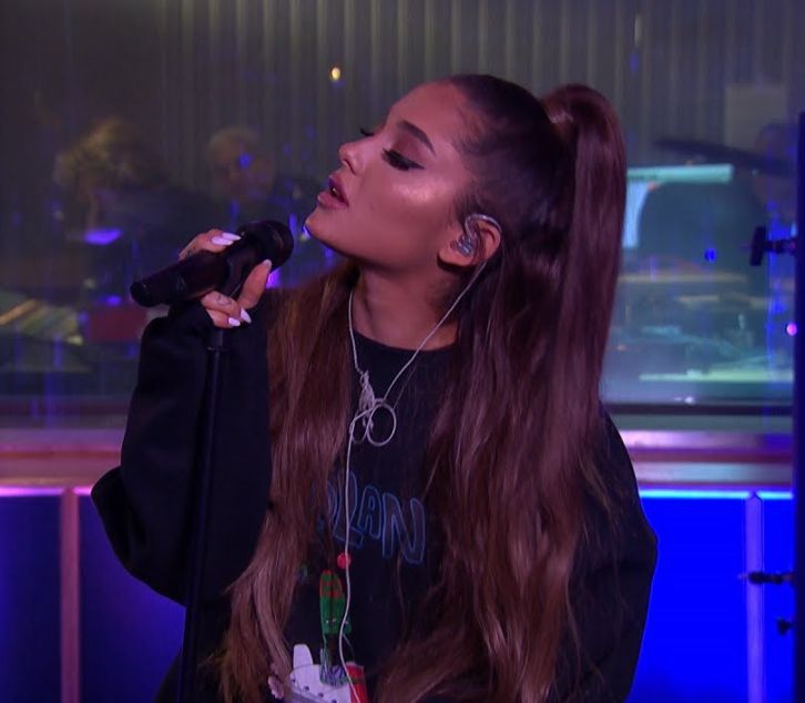 Ariana Grande performing in the BBC Radio 1 Live Lounge